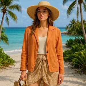 Free People Modern Summer Top (Style OB1478045) Warm Orange XS Layer Lightweight